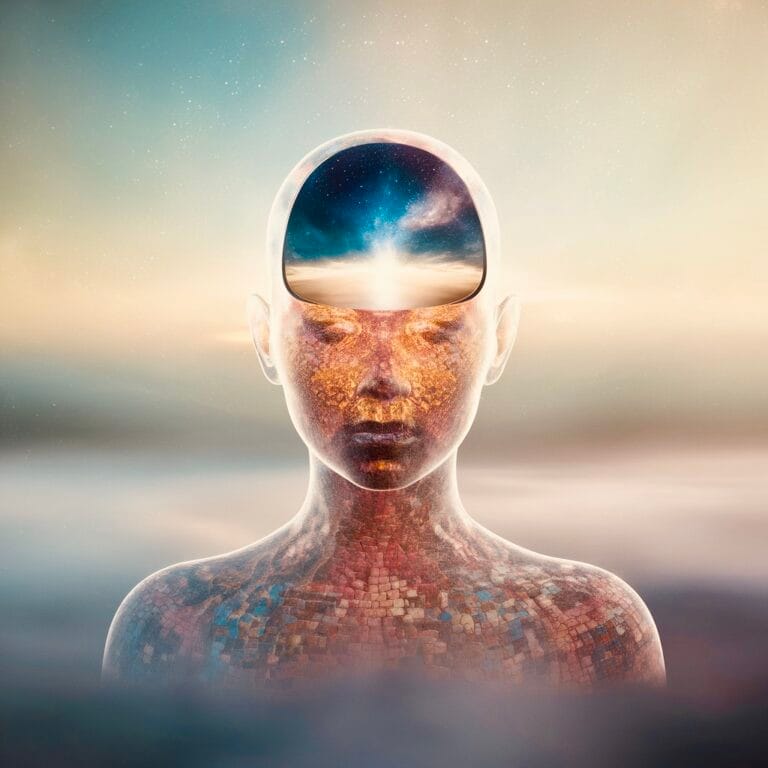 A human figure with a world within their mind
