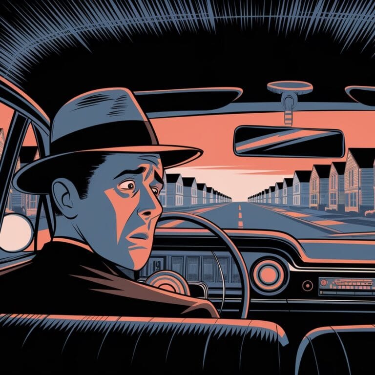 A man looks with anxiety at his car radio