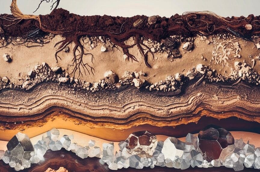 A cross section of the earth